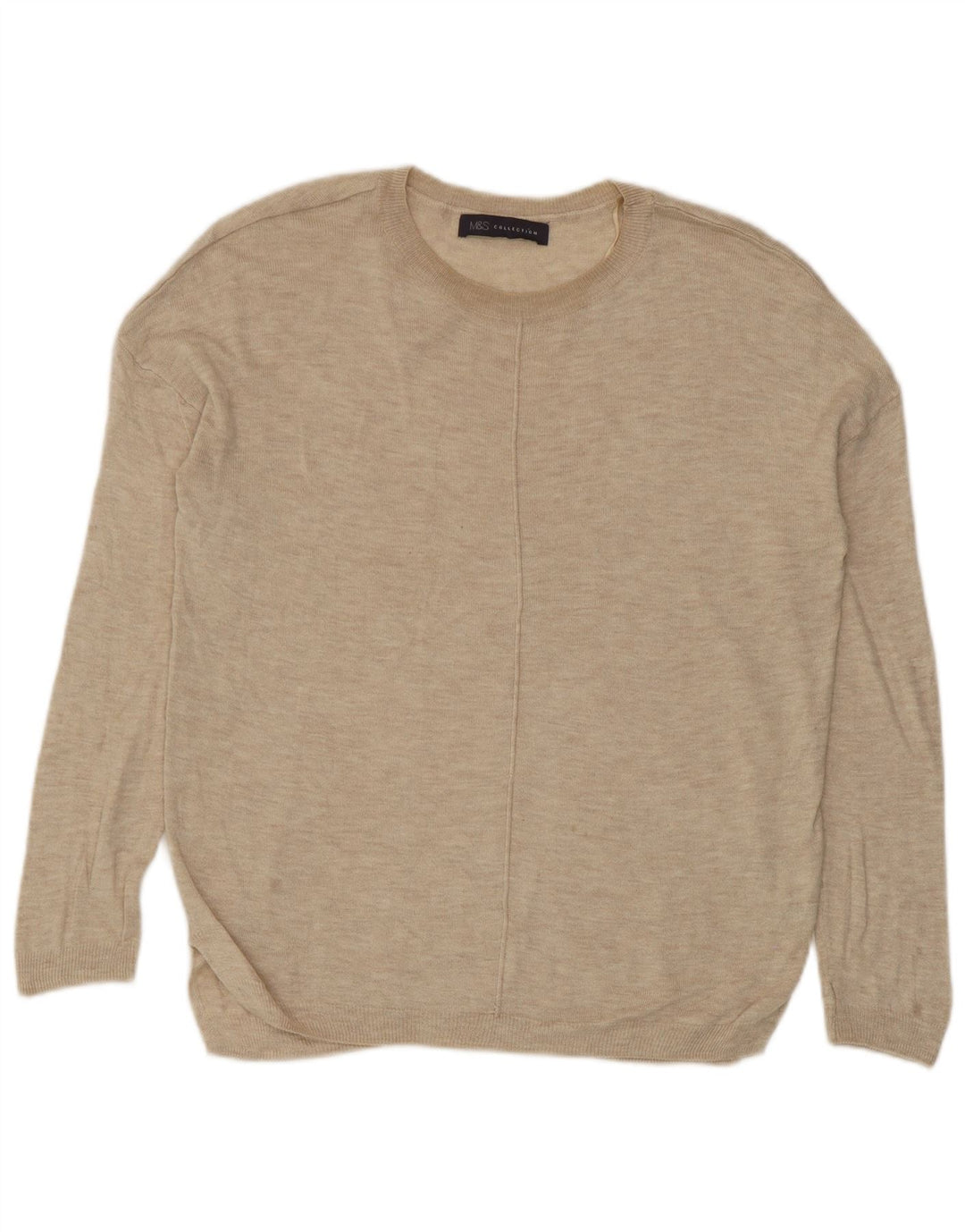 Marks & Spencer Pull à col rond pour femme UK 10 Small Beige Viscose