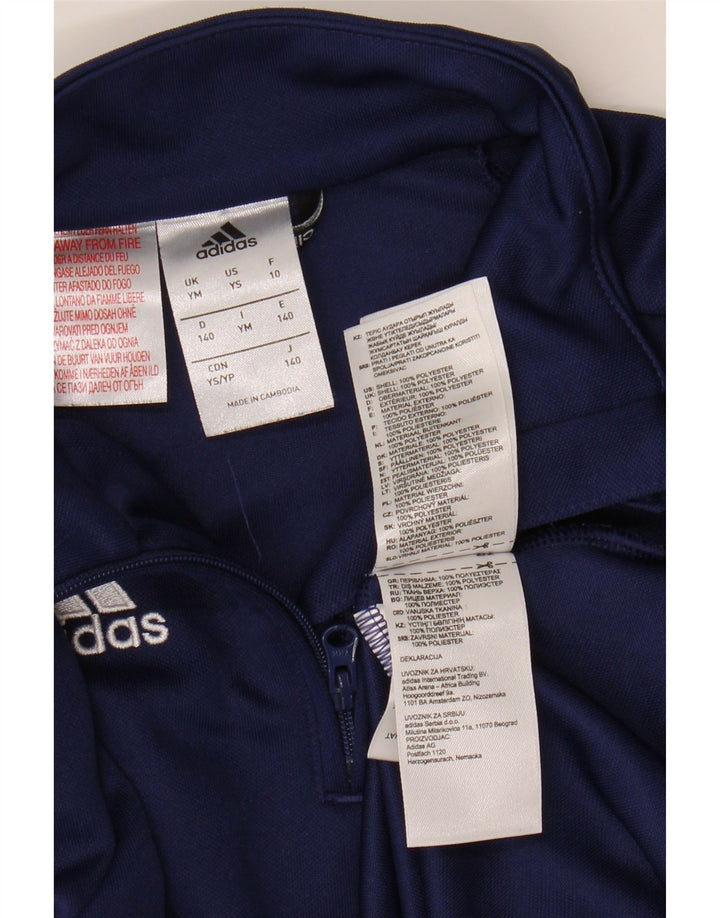 ADIDAS Boys Climalite Pullover Tracksuit Top 9-10 Years Medium Navy Blue