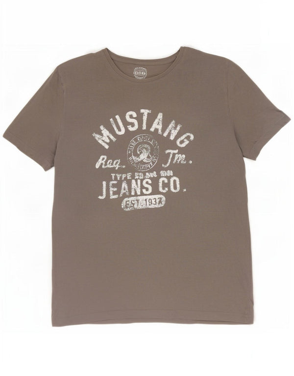 Mustang T-Shirt Graphique Homme Top XL Gris Coton