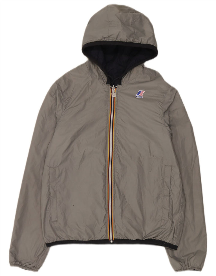 K-Way Veste de pluie réversible à capuche pour femme UK 14 Bleu marine moyen Polyamide