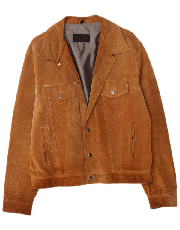 veste en daim homme vintage UK 42 XL cuir marron