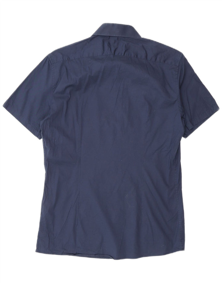 Reiss Chemise Slim Fit à Manches Courtes Homme Bleu Marine Moyen Coton