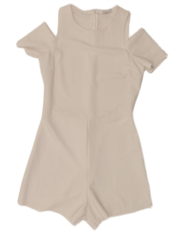 ZARA Combishort à manches courtes pour femme UK 8 Small W28 Blanc