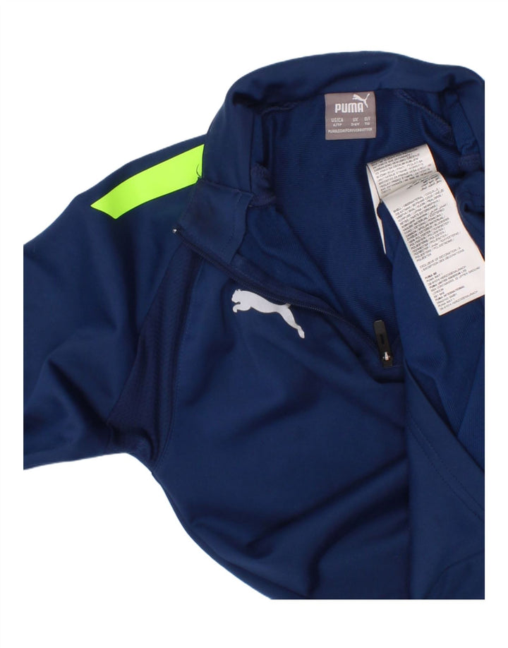 Puma Haut de survêtement à col zippé pour garçon 5-6 ans Bleu