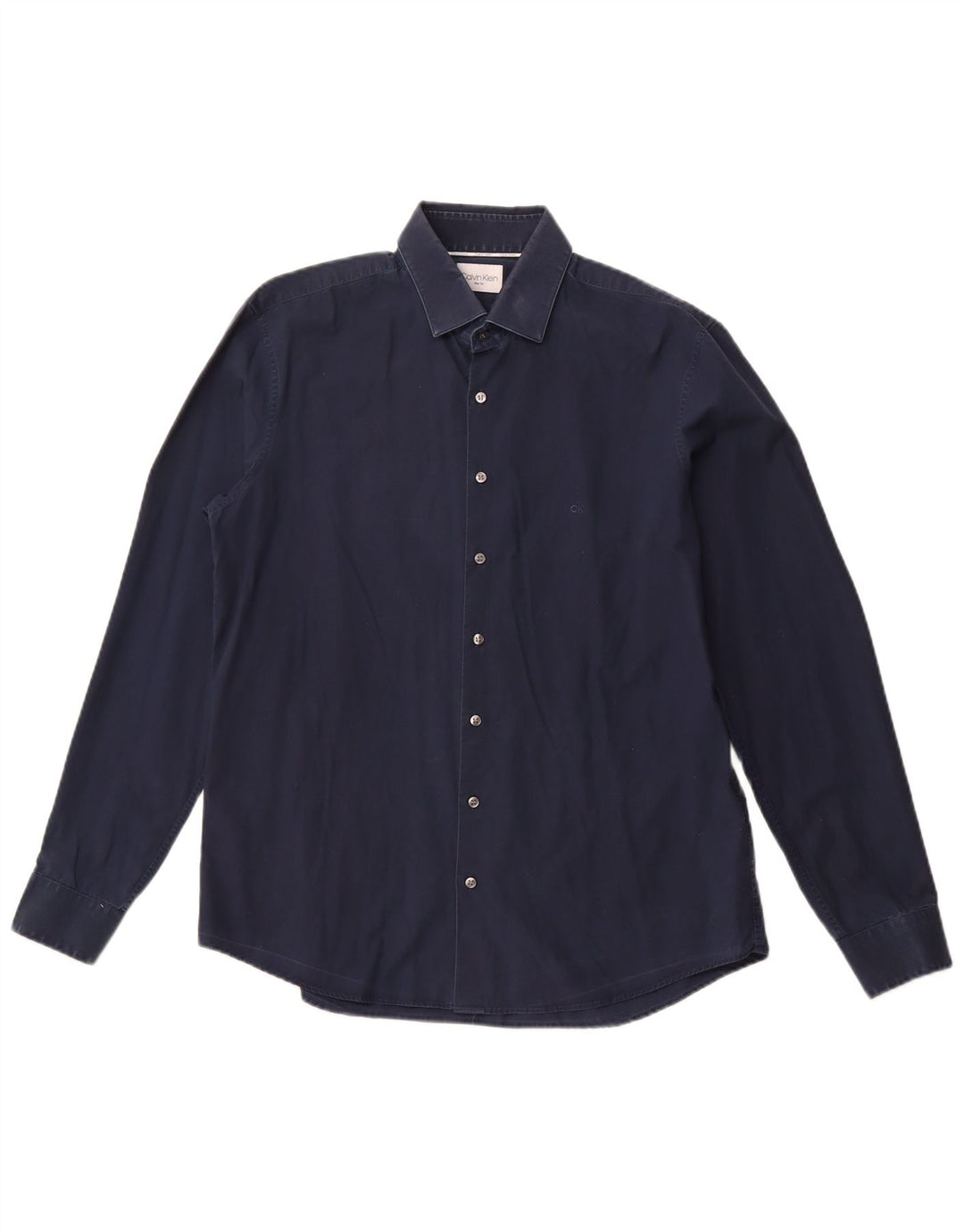 CALVIN KLEIN Chemise Slim Fit Homme Taille 16 1/2 Grand Coton Bleu Marine