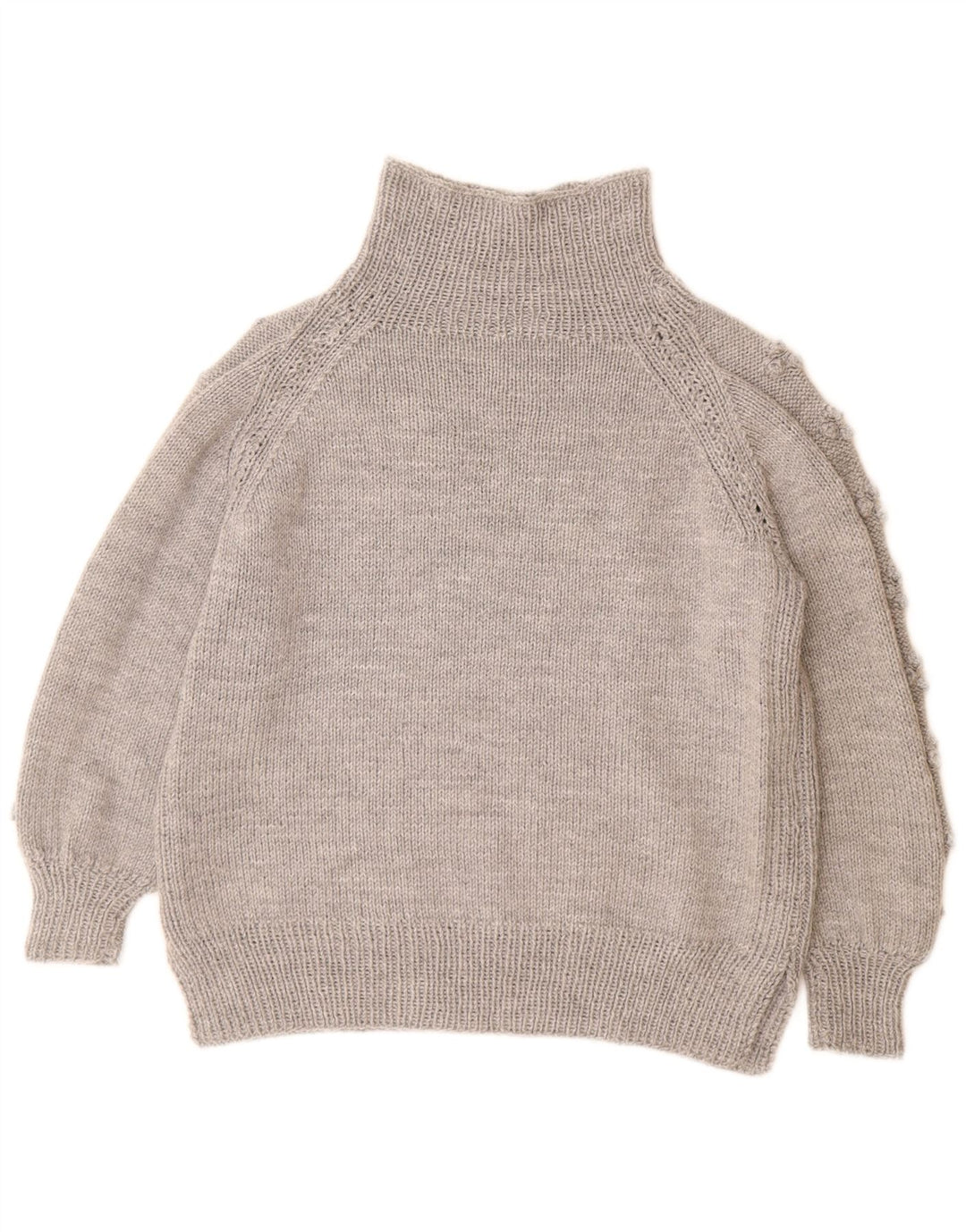 VINTAGE Pull col roulé femme UK 14 Grand Gris