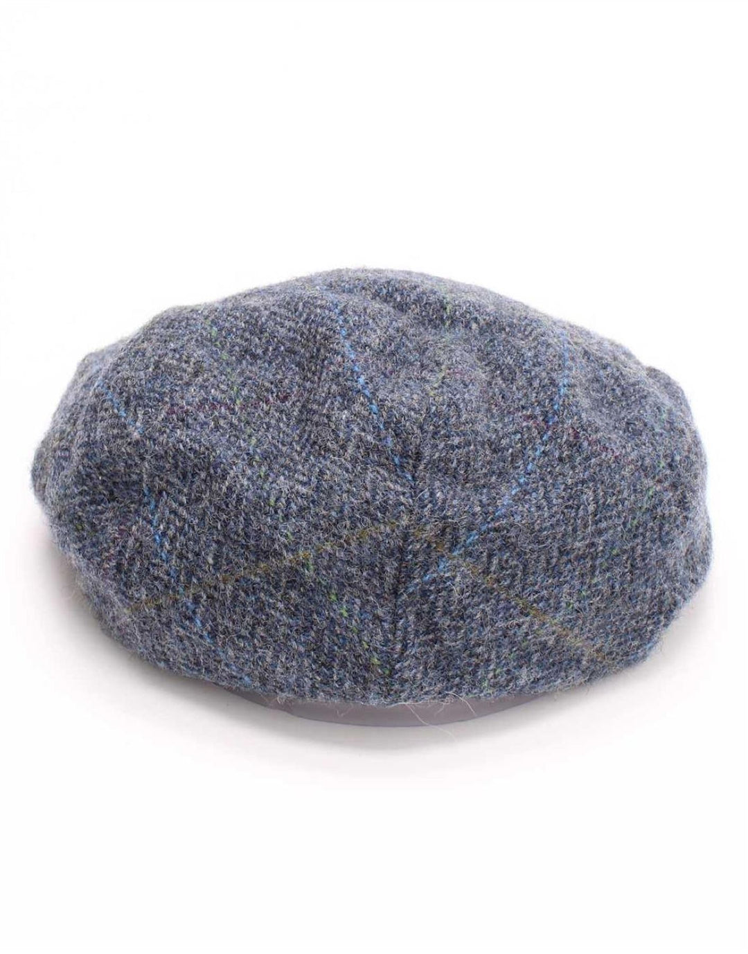 John Hanly Casquette plate pour homme XL Bleu à chevrons en laine vierge classique