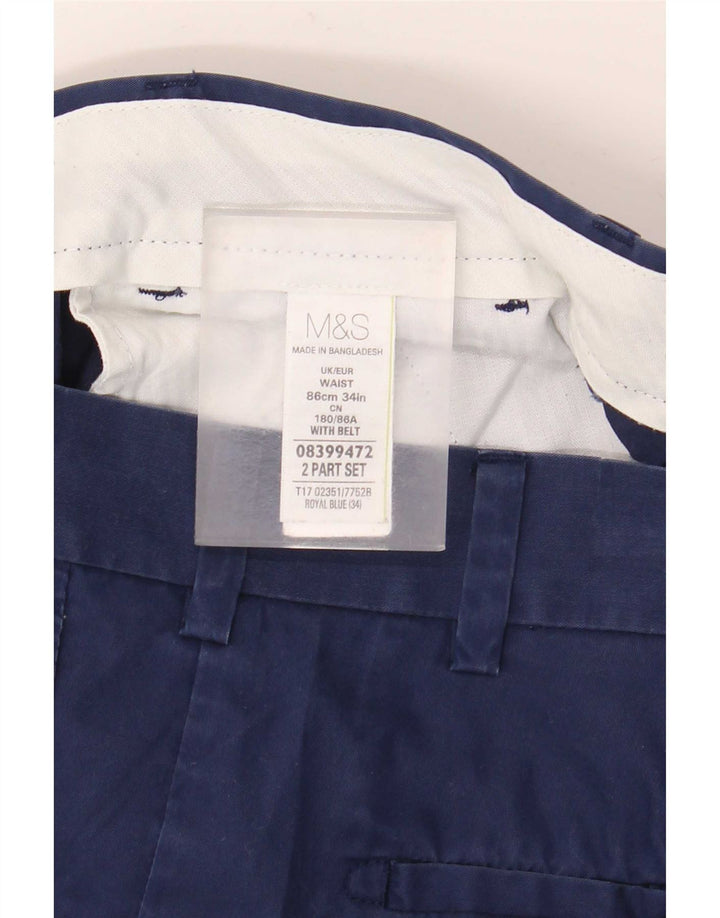 Marks & Spencer Short Chino Homme W34 Grand Bleu Coton