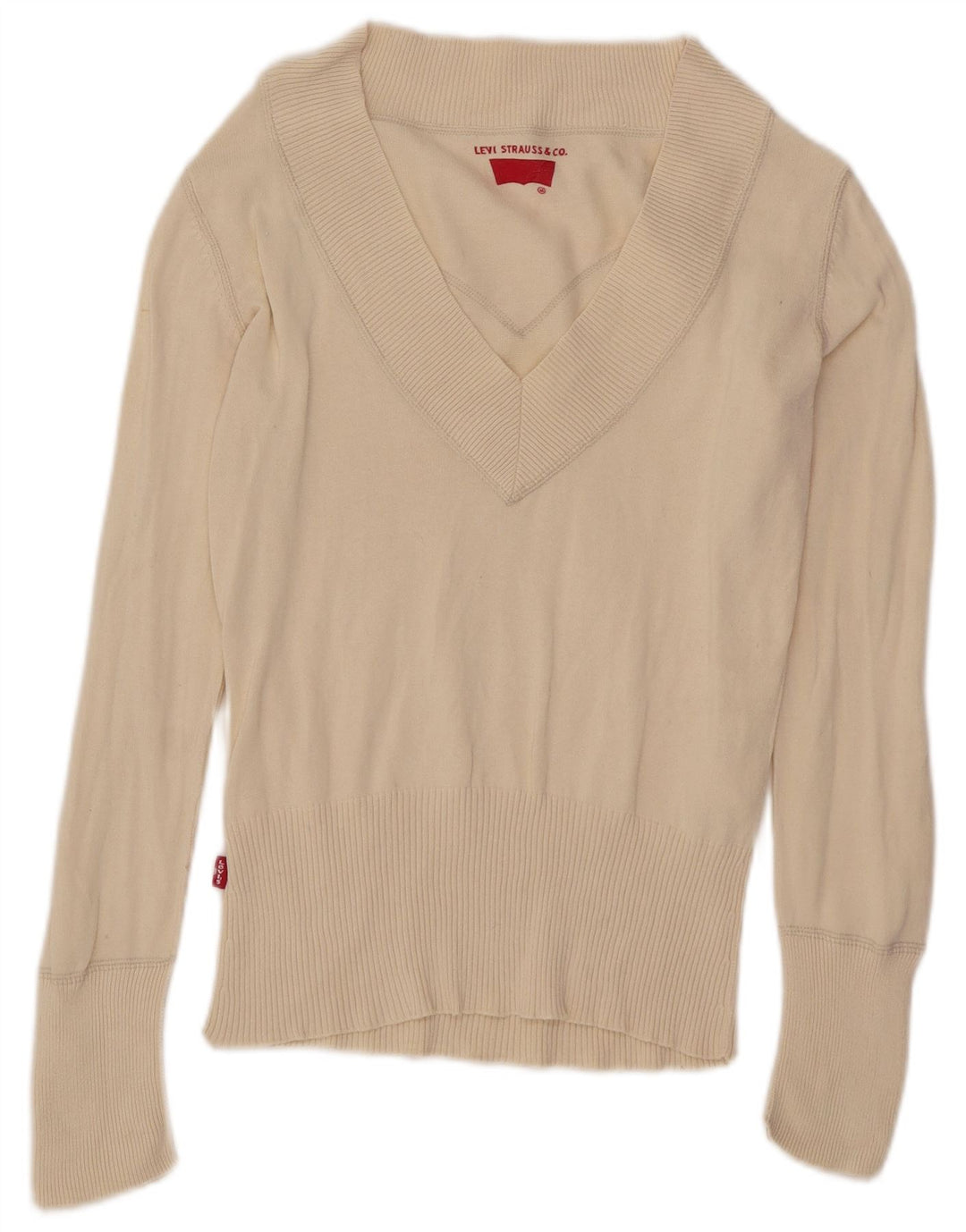 Levi's Pull Col V Femme UK 12 Medium Blanc Cassé