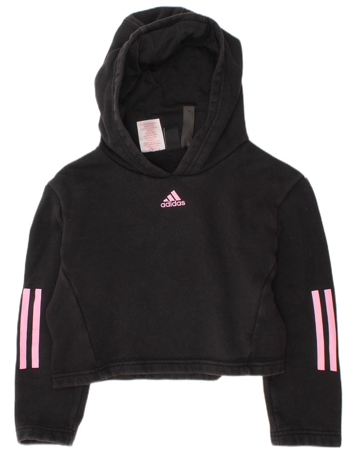 ADIDAS Pull à capuche court pour fille 7-8 ans en coton noir