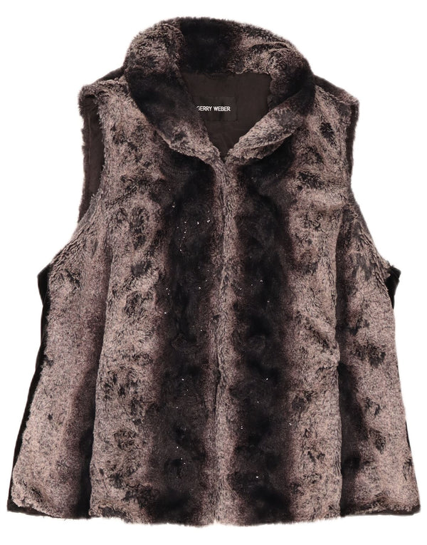 Gerry Weber Gilet en fausse fourrure pour femme UK 16 Large Gris Rayé