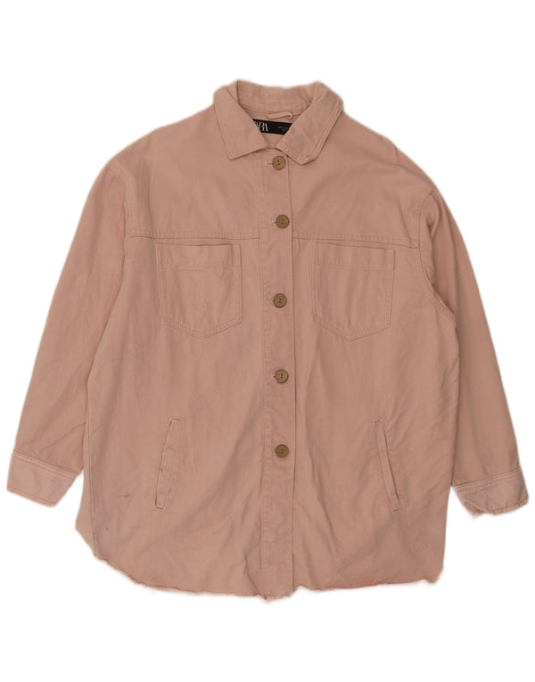 Zara Robe en jean surdimensionnée pour femme UK 10 Petit coton rose