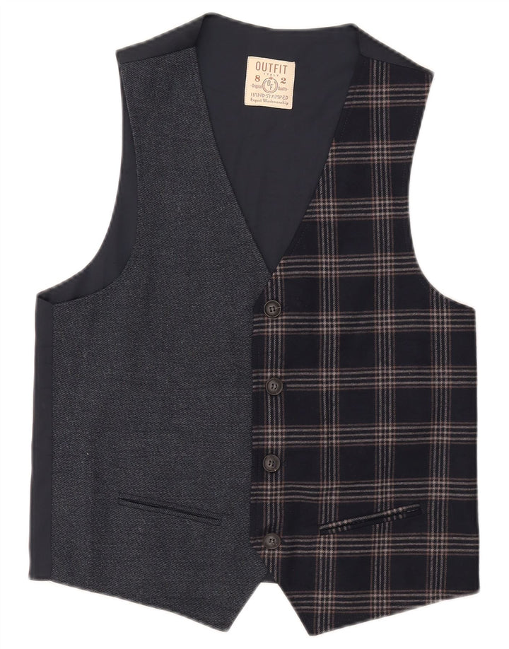 gilet homme vintage IT 46 Petit Bleu Marine Check Polyester