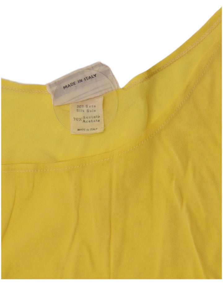 vintage Womens Crop Sans Manches Blouse Top IT 42 Acétate Jaune Moyen