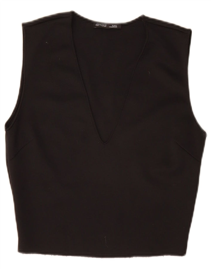 Zara Chemisier court sans manches pour femme UK 8 Small Noir