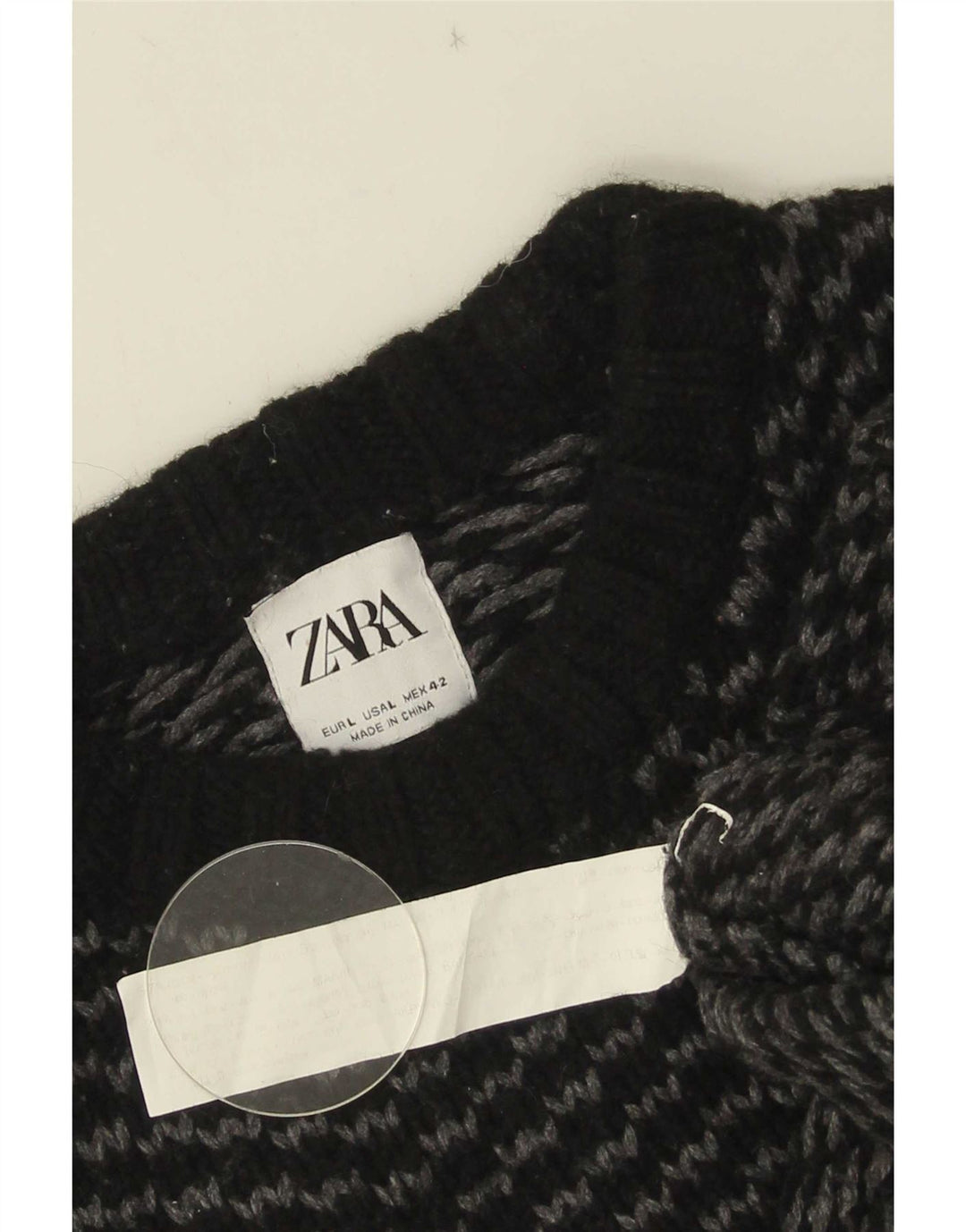 Zara Pull ras du cou pour homme en nylon à chevrons noirs