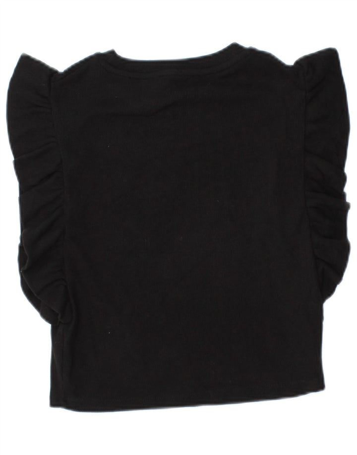 Zara Womens Crop Blouse Top UK 8 Petit Noir Coton