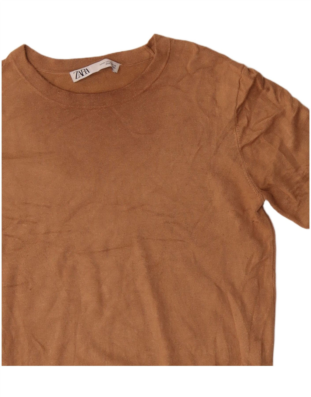 ZARA Pull col bateau pour femme UK 12 Viscose marron moyen