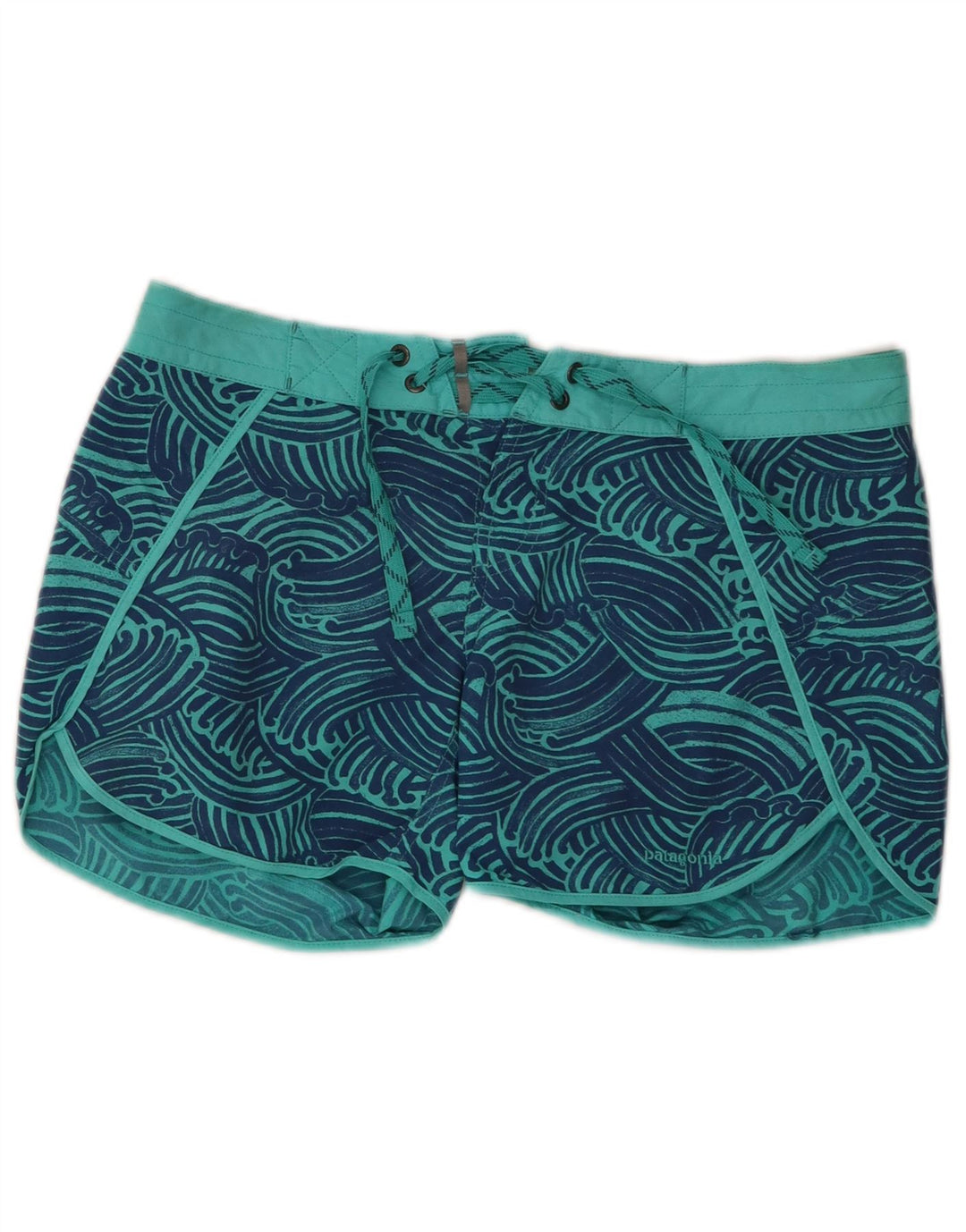 Patagonia Short de bain à motif abstrait pour femme US 6 en nylon bleu moyen