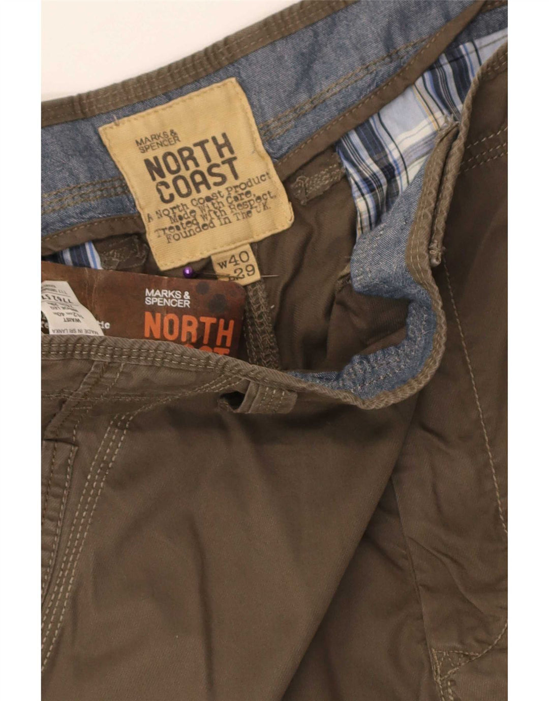 Marks & Spencer Pantalon cargo droit pour homme W40 L29 Marron Coton