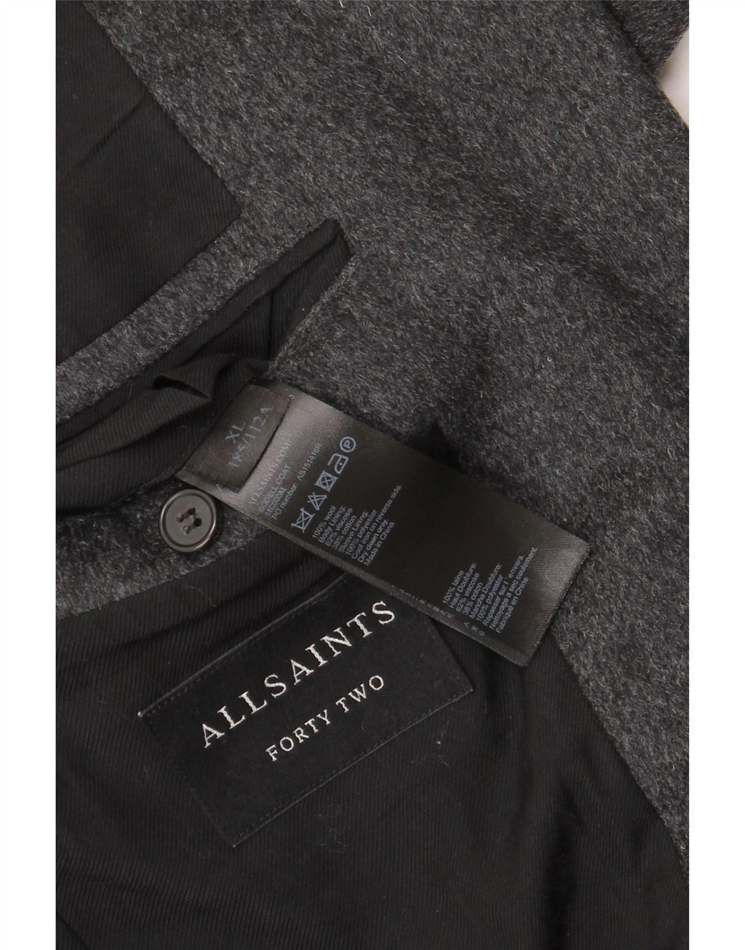 All Saints Manteau Homme UK 42 XL Laine Grise