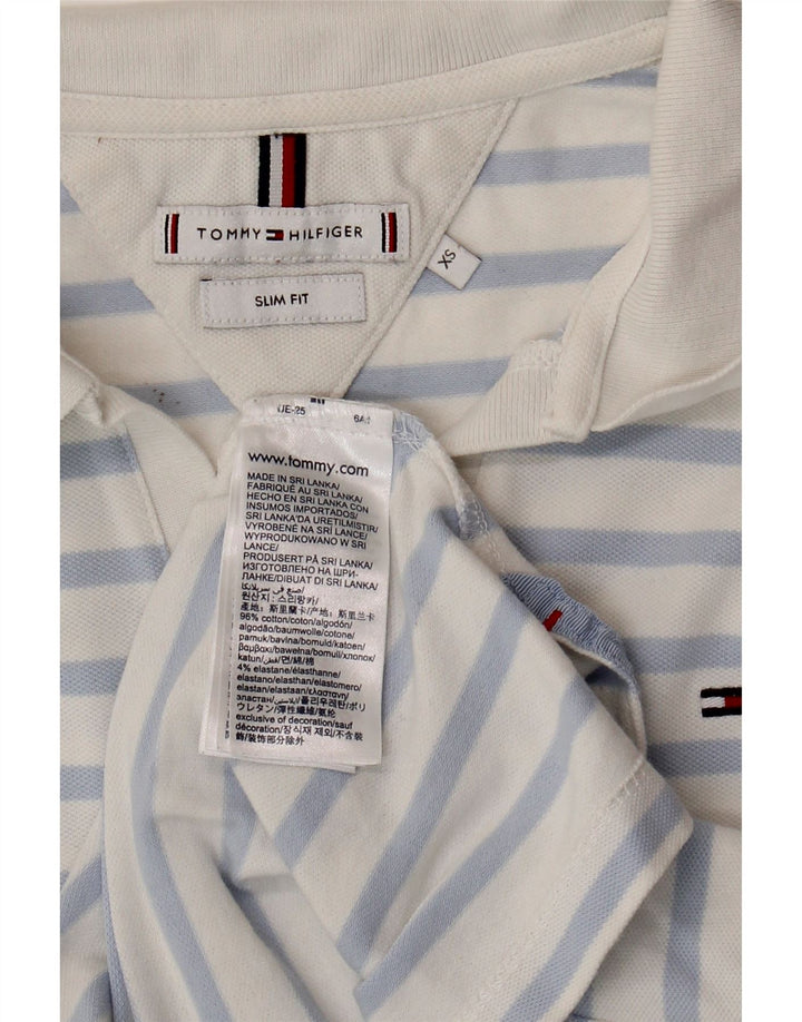 TOMMY HILFIGER Polo Slim Fit Femme UK 6 XS Bleu Rayé Coton