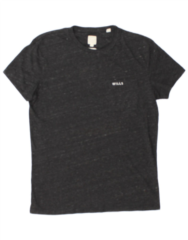 JACK WILLS Mens Slim Fit T-Shirt Top Small Black Flecked Polyester