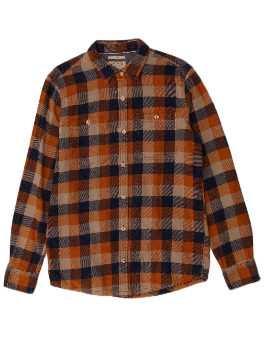 FAT FACE Chemise Longue en Flanelle Homme en Coton à Carreaux Multicolore Moyen