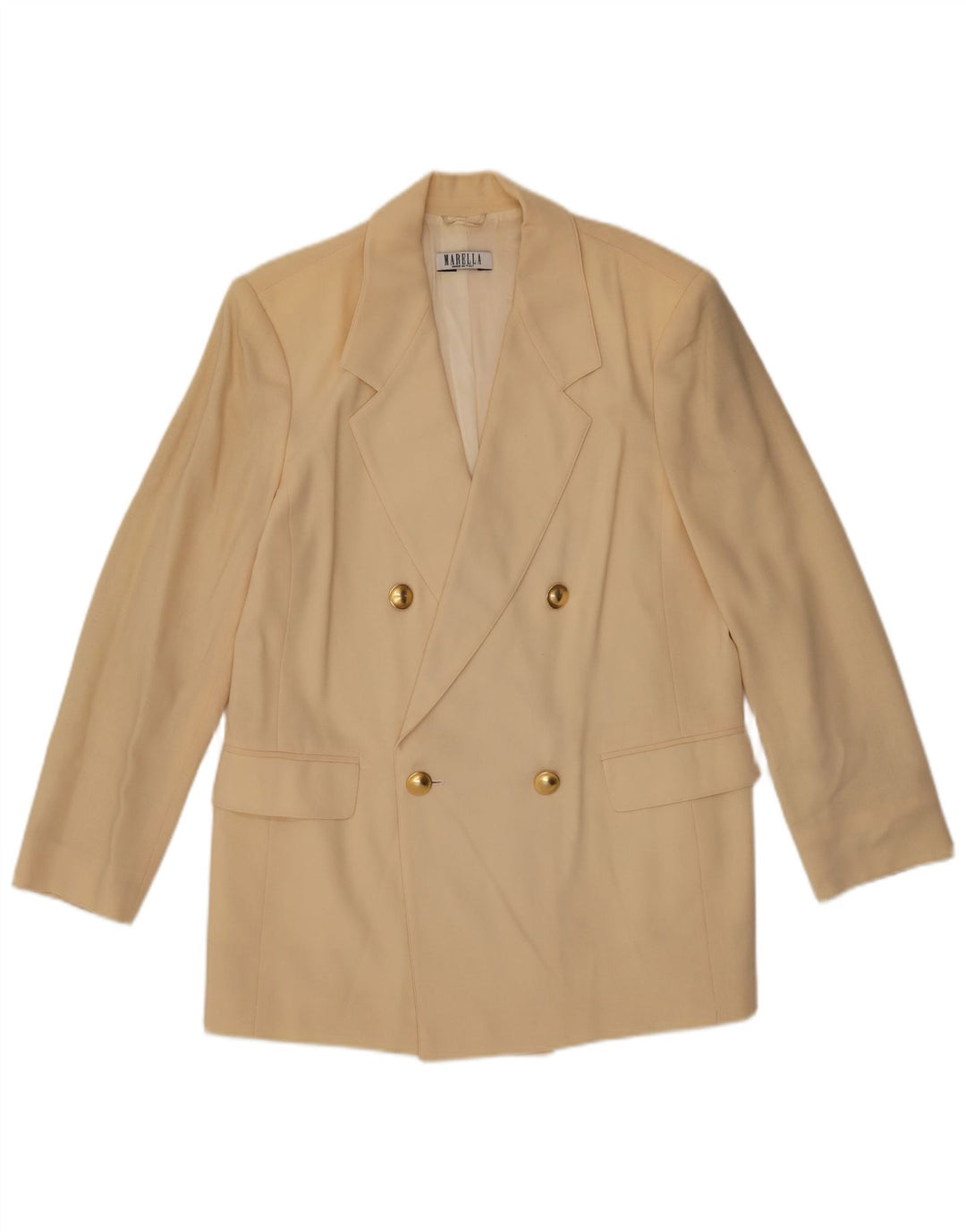 MARELLA Veste blazer double boutonnage pour femme UK 16 Grande laine jaune