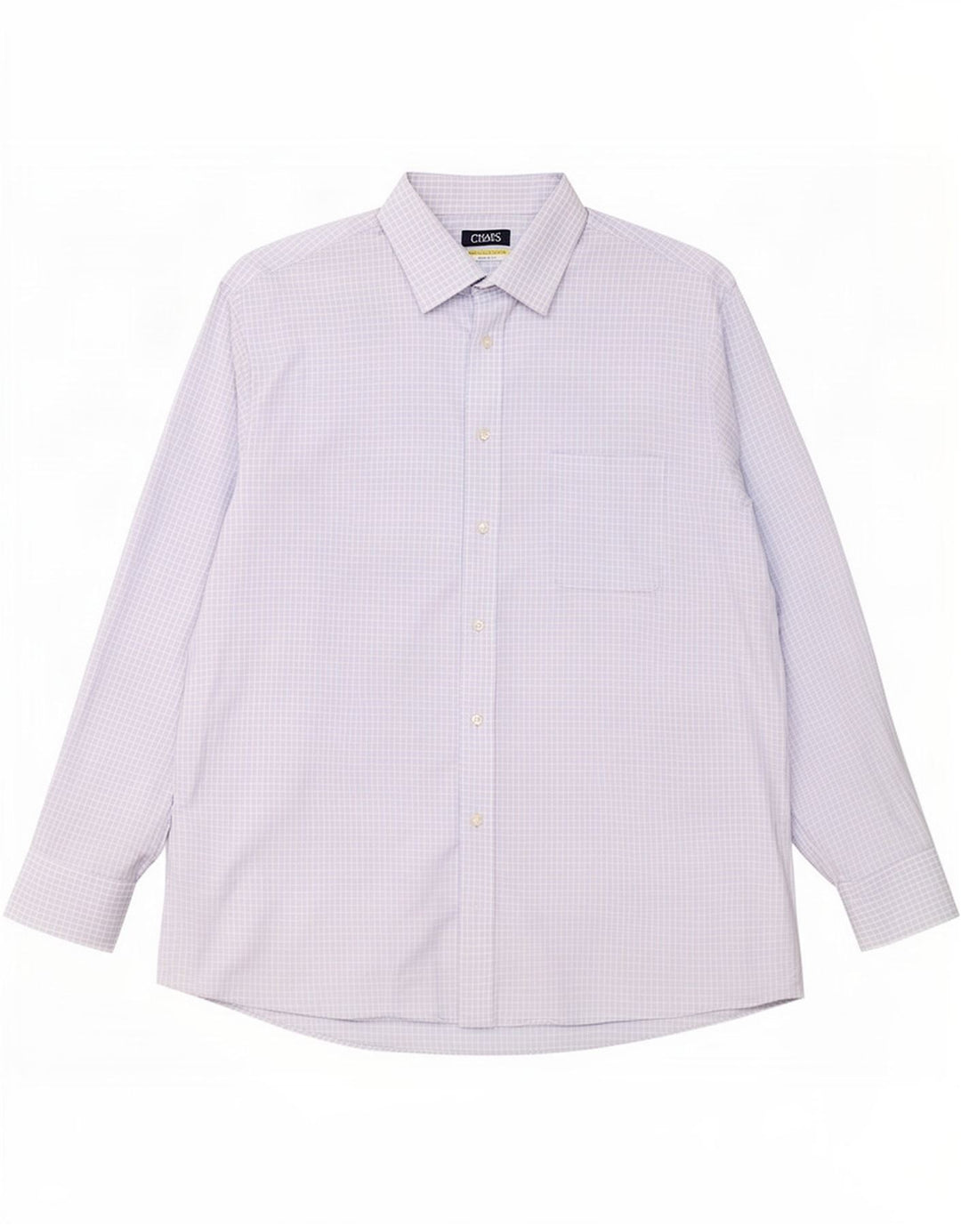 Chaps Chemise stretch coupe régulière pour homme Taille 18 2XL Coton vichy bleu