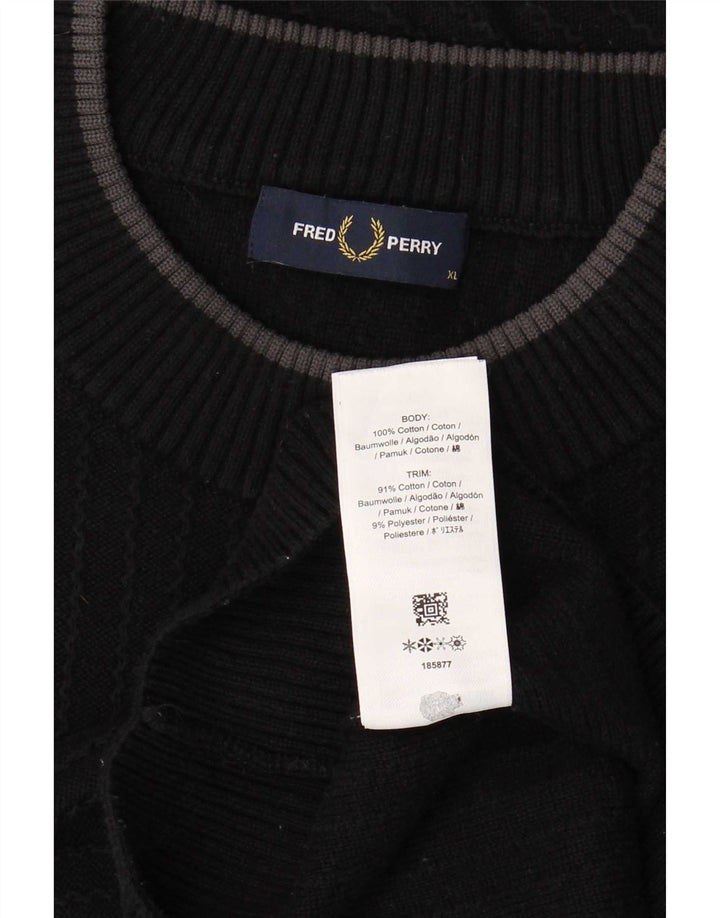 Fred Perry Pull ras du cou pour homme XL en coton noir
