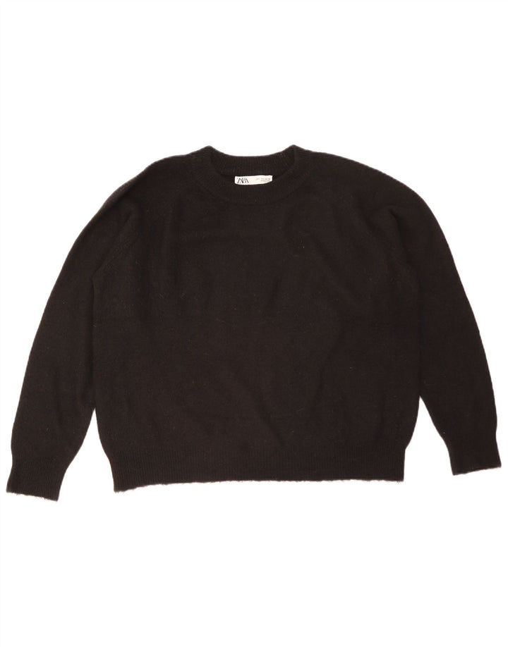 Zara Pull surdimensionné à col rond pour femme UK 16 Large Noir
