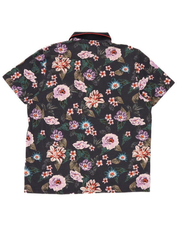 Ted Baker Polo Homme Taille 6 2XL Bleu Marine Coton Floral