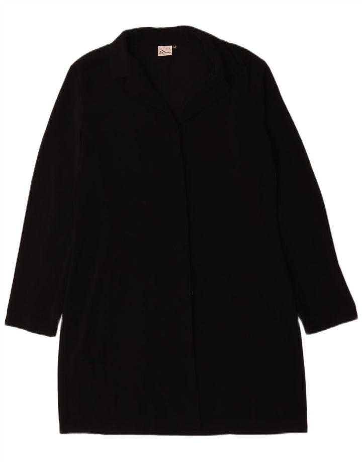 vintage Femme Pardessus EU 40 Moyen Noir Polyester