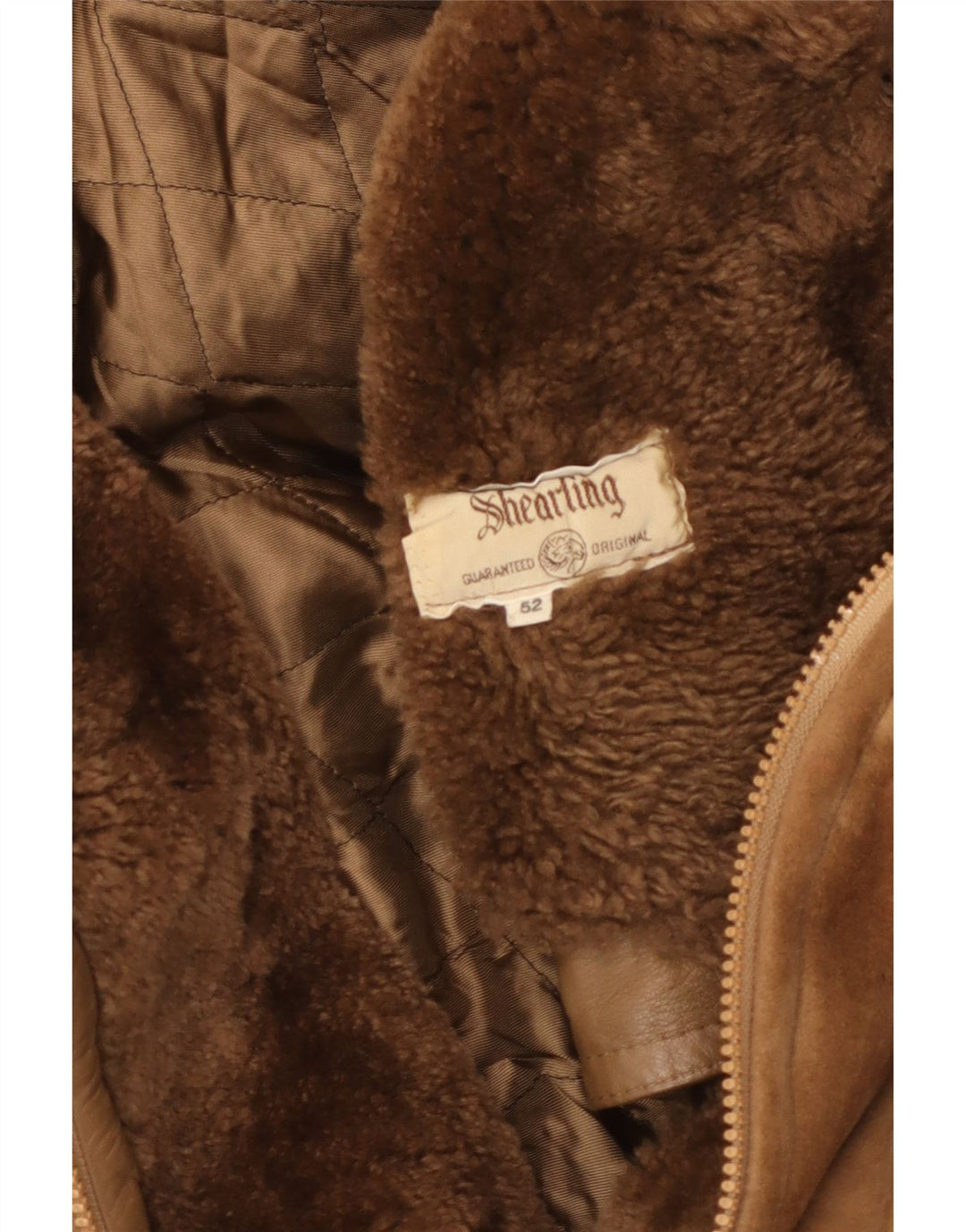 Veste Shearling Homme Vintage IT 52 XL Cuir Marron