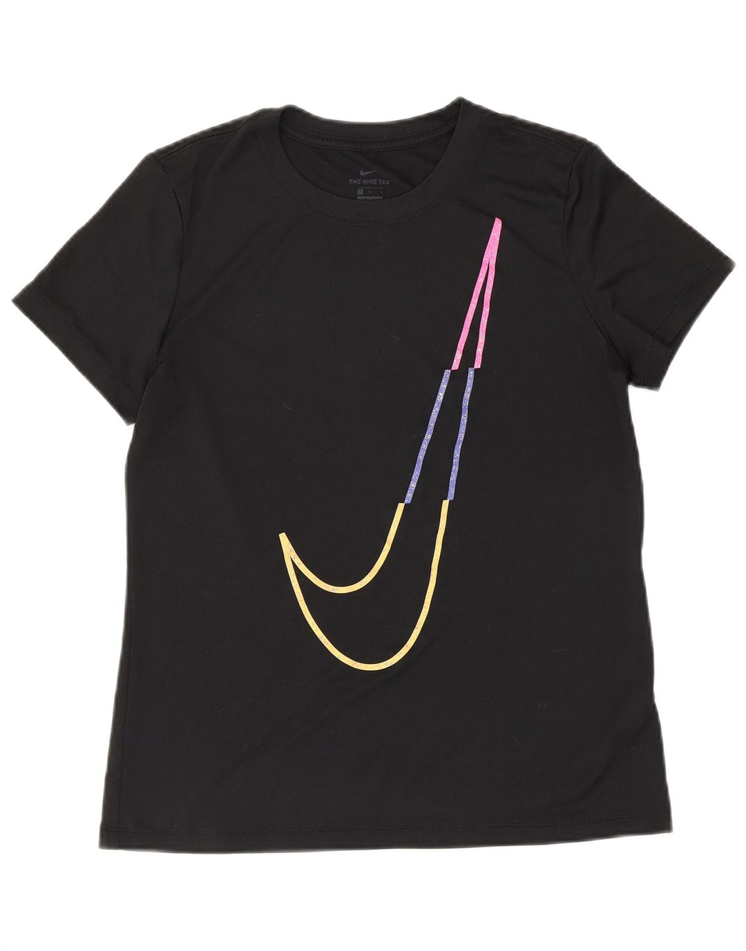 NIKE T-shirt graphique Dri Fit pour femme UK 14 Noir moyen Polyester