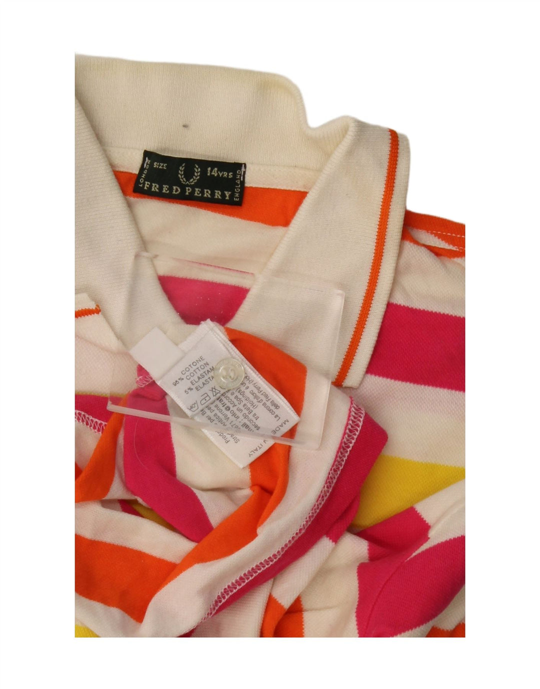 FRED PERRY Polo Rugby Fille 13-14 ans Coton Rayé Multicolore