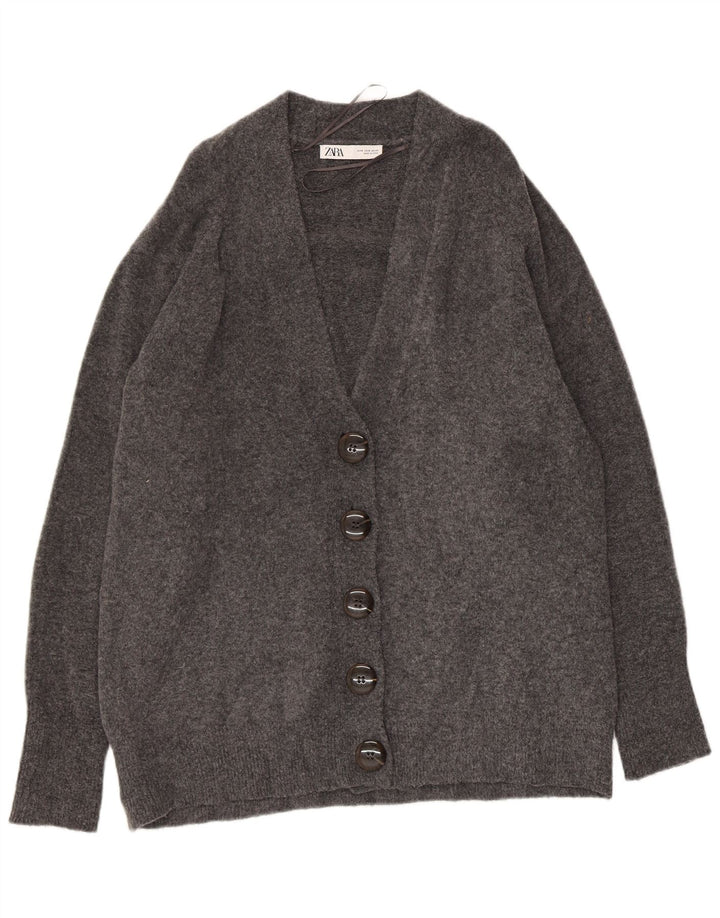Zara Cardigan surdimensionné pour femme UK 10 Petit nylon gris