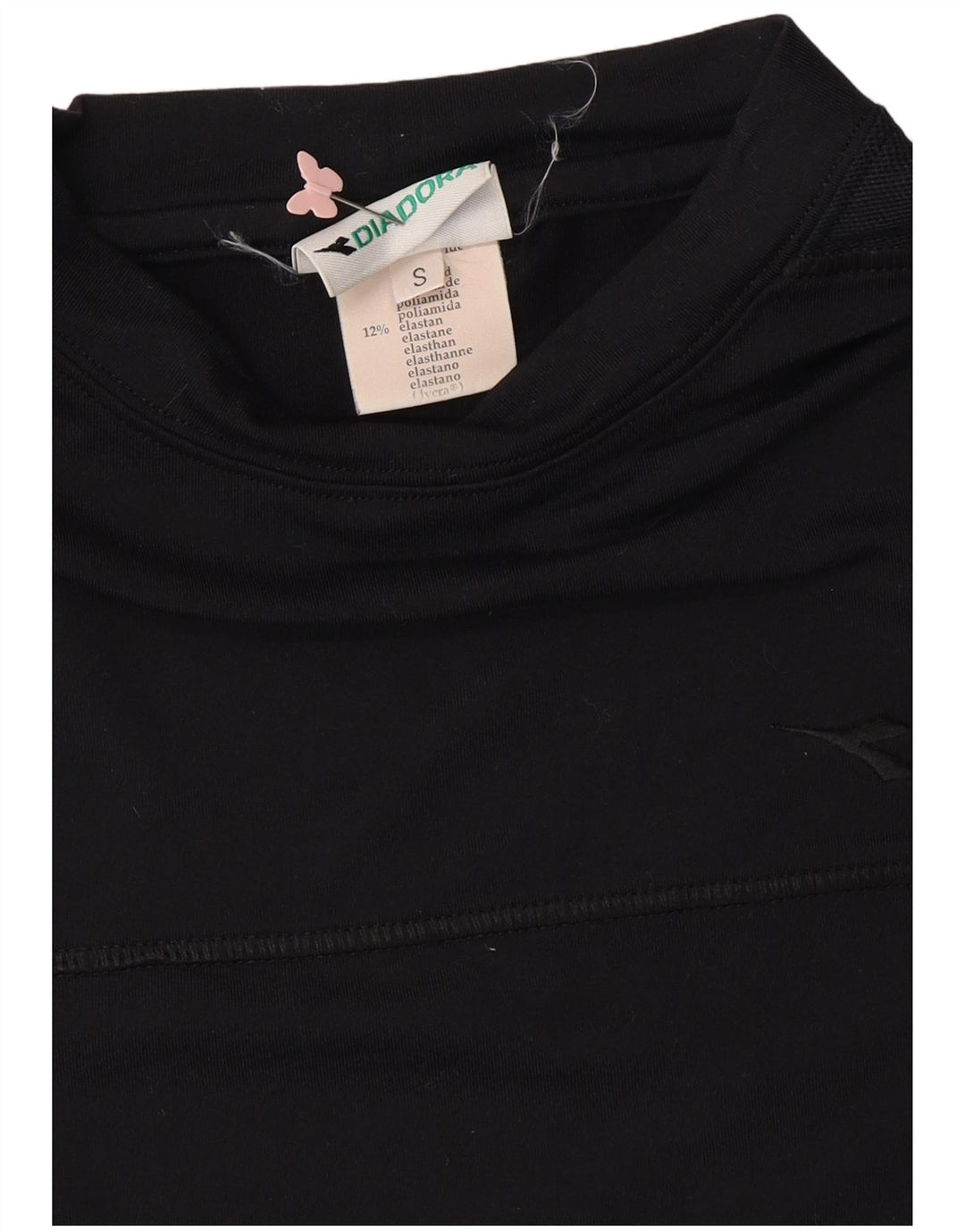 DIADORA T-Shirt Court Femme UK 10 Petit Noir Polyamide