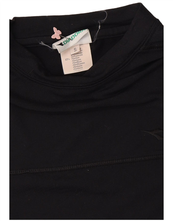 DIADORA T-Shirt Court Femme UK 10 Petit Noir Polyamide