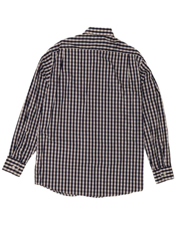 Tommy Hilfiger Chemise coupe régulière pour homme Taille 15 1/2 Vichy bleu marine moyen