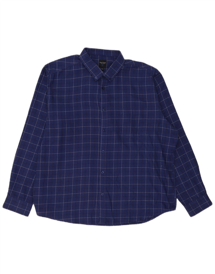 James Pringle Chemise en flanelle pour homme 2XL Bleu marine à carreaux en polyester