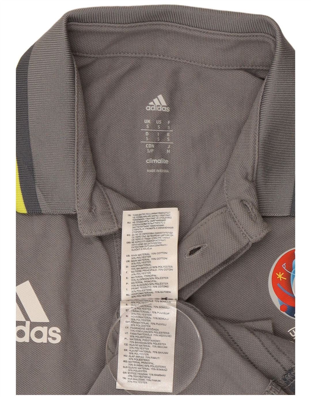 Adidas Homme Climalite Graphic Polo Petit Gris Coton