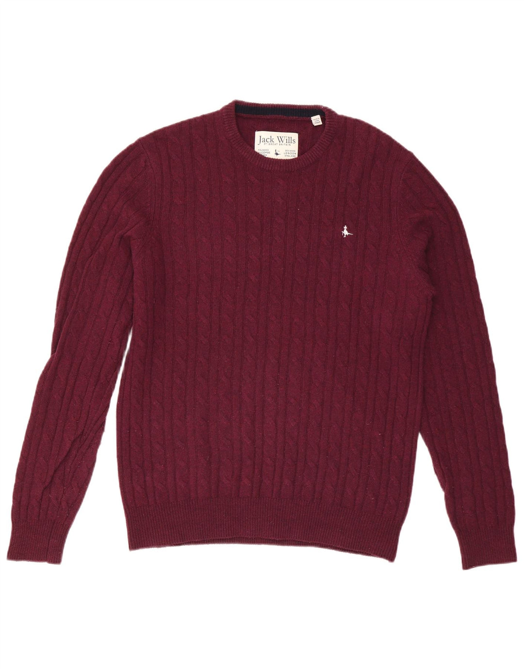 JACK WILLS Pull col rond homme XL laine bordeaux