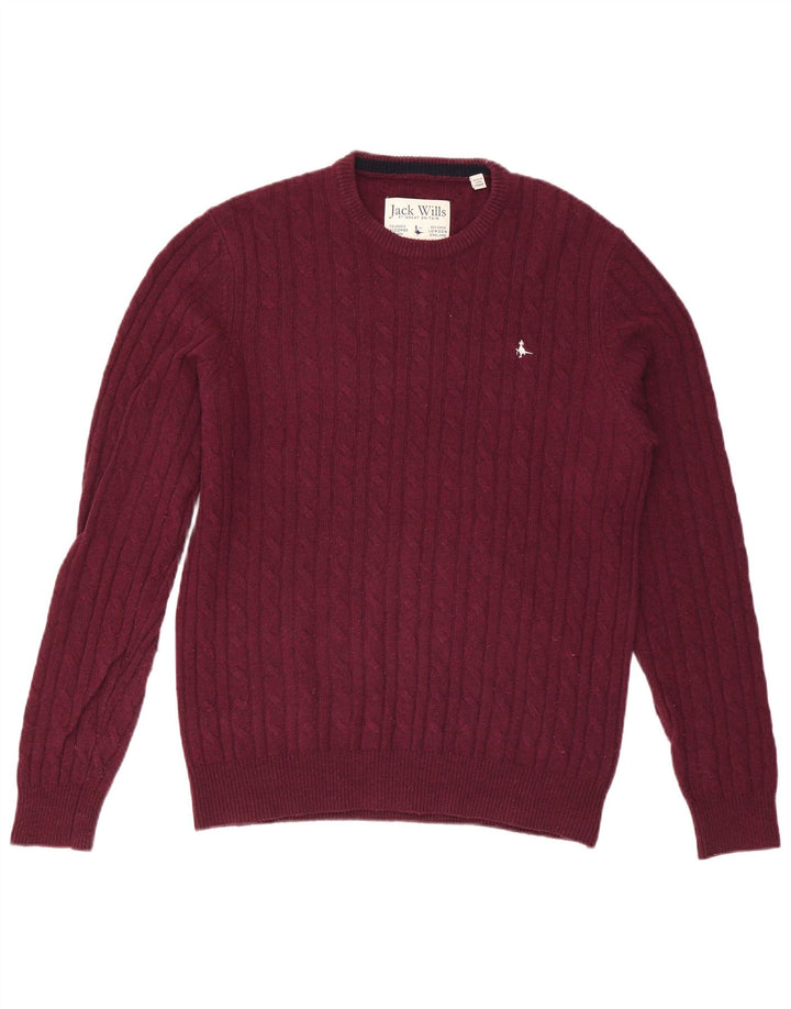 JACK WILLS Pull col rond homme XL laine bordeaux