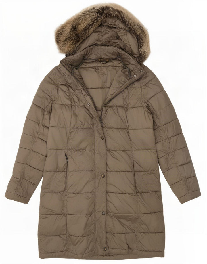 Barbour Manteau rembourré à capuche pour femme UK 12 Kaki moyen