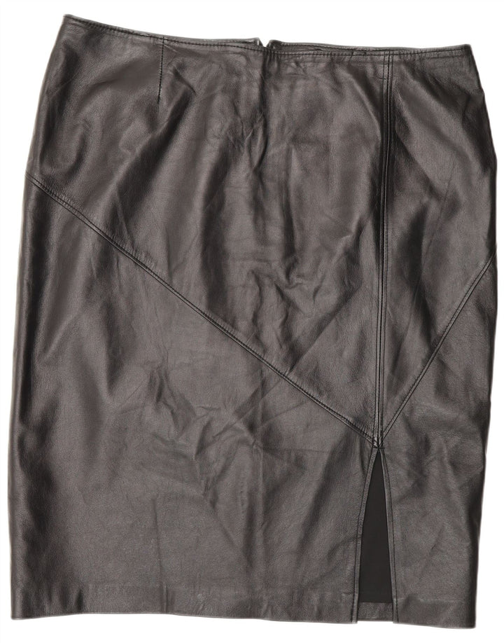 jupe en cuir femme vintage W42 3XL Noir