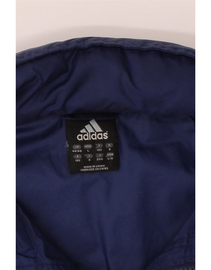ADIDAS Mens Hooded Rain Jacket UK 44/46 Large Navy Blue Polyamide