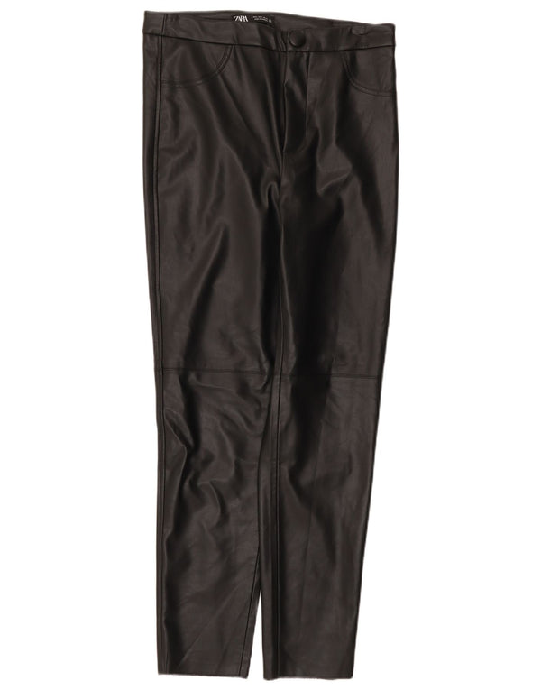 Zara Leggings en simili cuir pour femme Large W30 L28 Polyuréthane noir