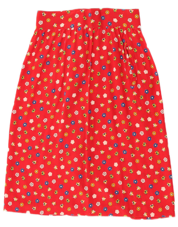 Alberto Aspesi Jupe mi-longue taille haute pour femme W24 XS en soie florale rouge